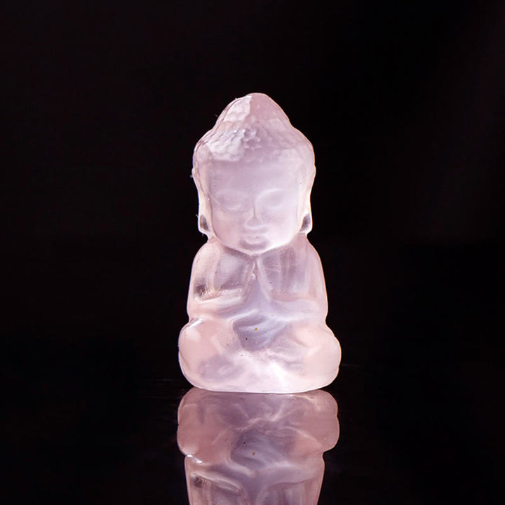 Buddha Stones各種クリスタルアメジストピンククリスタルホワイトクリスタルシトリン仏像彫刻スピリチュアルヒーリングネックレスペンダント装飾 - ピンククリスタル - 装飾品 1.4×2.6cm - image 6