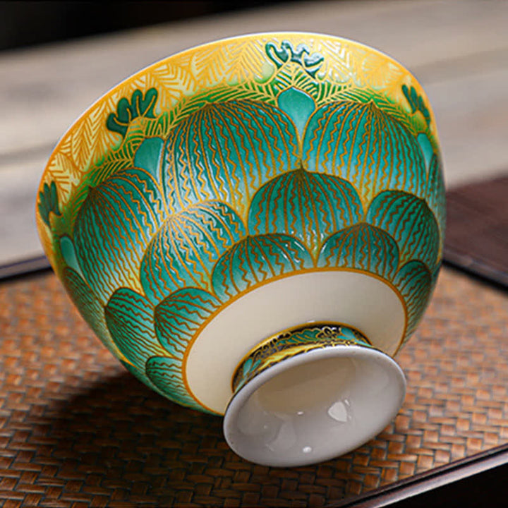 Buddha Stones蓮 陶器 ティーカップ フラワー ティーカップ 100ml