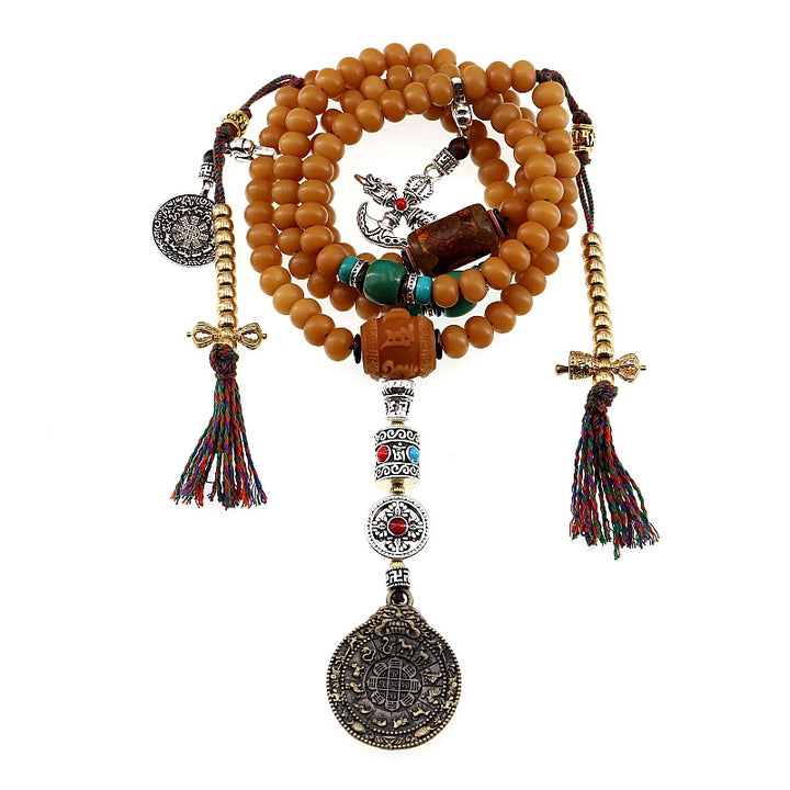 Buddha Stonesチベット 108Malaビーズ菩提樹種子八卦金剛富ブレスレット