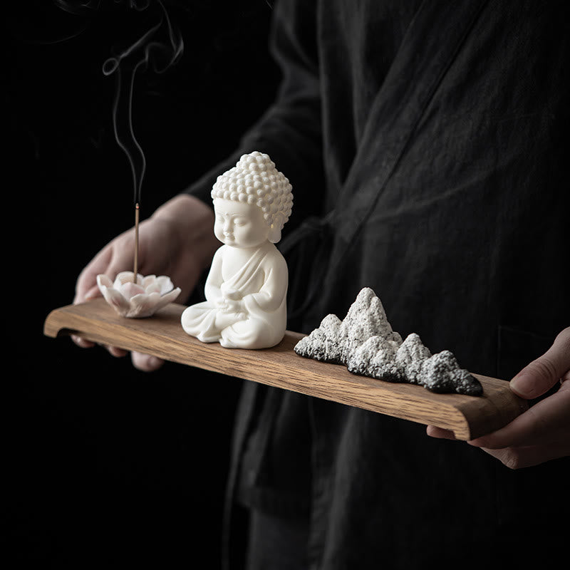 Buddha Stones蓮の花 如来 観音 観音 地蔵菩薩 瞑想 陶器 スティック 香炉 装飾