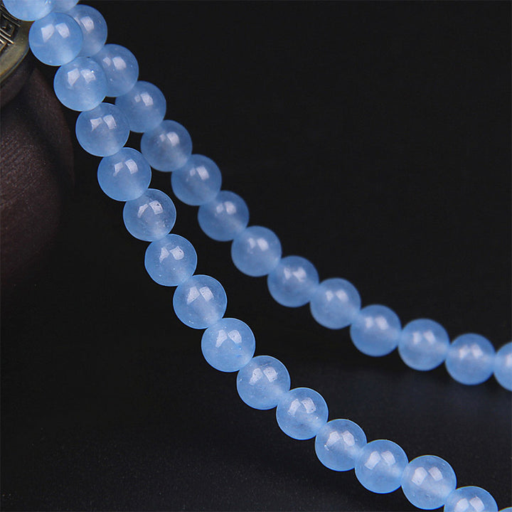 Buddha Stones108ビーズ ブルークリスタル ヒーリングブレスレットMala