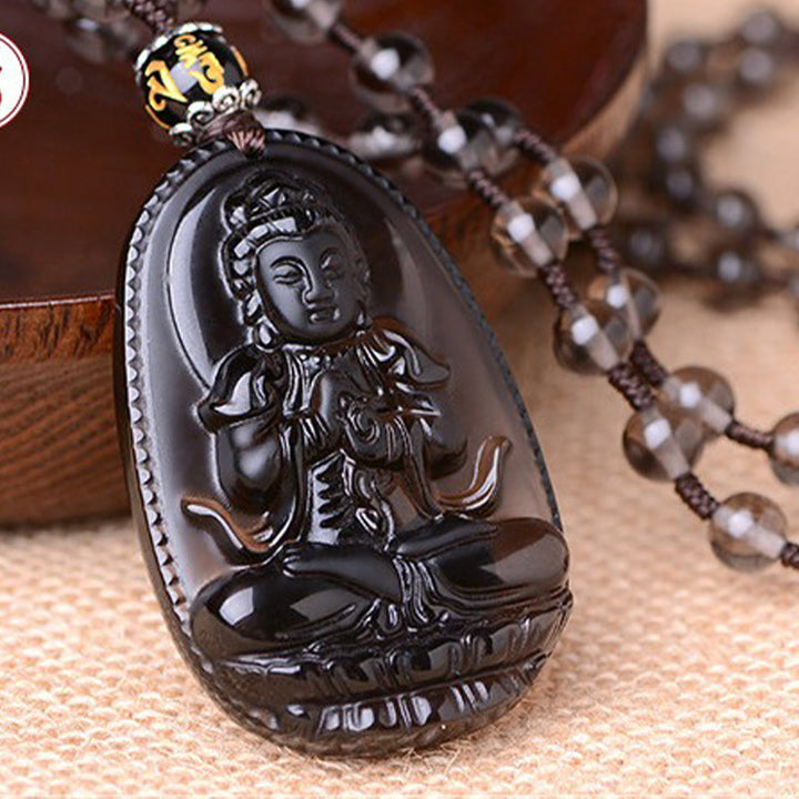 Buddha Stones、十二支、黒曜石のお守りネックレス