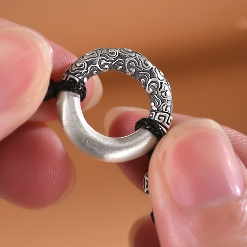 Buddha Stones999 スターリングシルバー 福文字 平和バックル 銅貨 縁起の良い雲 幸運のブレスレット