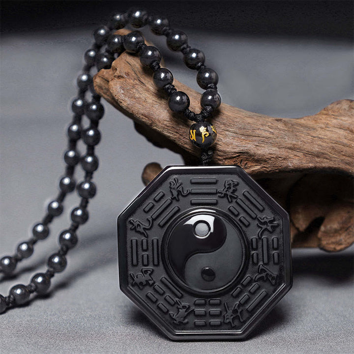 Buddha Stones黒曜石陰陽ペンダントネックレス - image 6