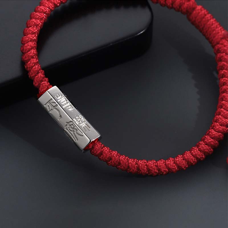 Buddha Stones925スターリングシルバー 文字彫刻 祝福ストリングブレスレット