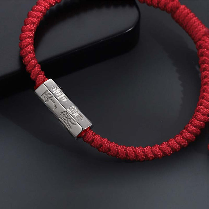 Buddha Stones925スターリングシルバー 文字彫刻 祝福ストリングブレスレット