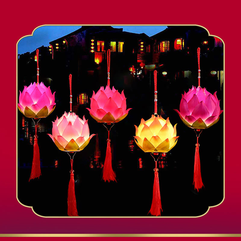 Buddha StonesDIY蓮の花ドラゴンランタンタッセルランプ装飾