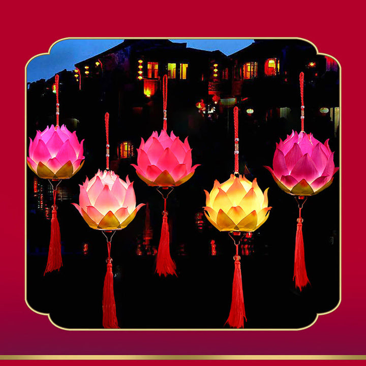 Buddha StonesDIY蓮の花ドラゴンランタンタッセルランプ装飾