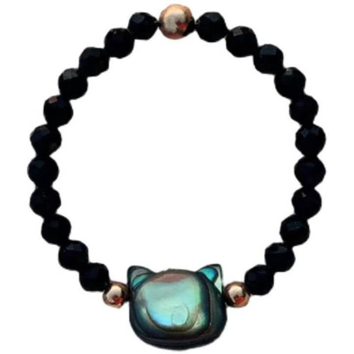 Buddha Stones天然シャコガイ石愛らしい猫14Kゴールド祝福リング - image 10