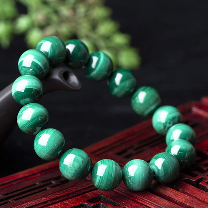 Buddha Stones天然マラカイト 保護 静寂 ブレスレット