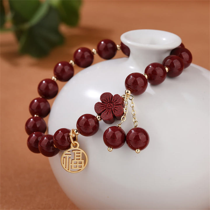Buddha Stones辰砂福文字桜祝福ブレスレット