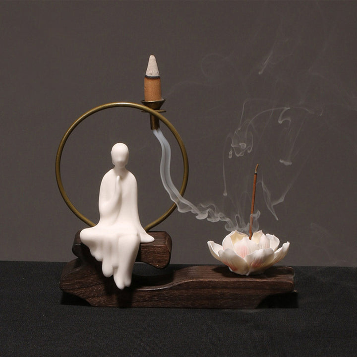 Buddha Stones陶器 蓮 癒し 瞑想 香炉 装飾