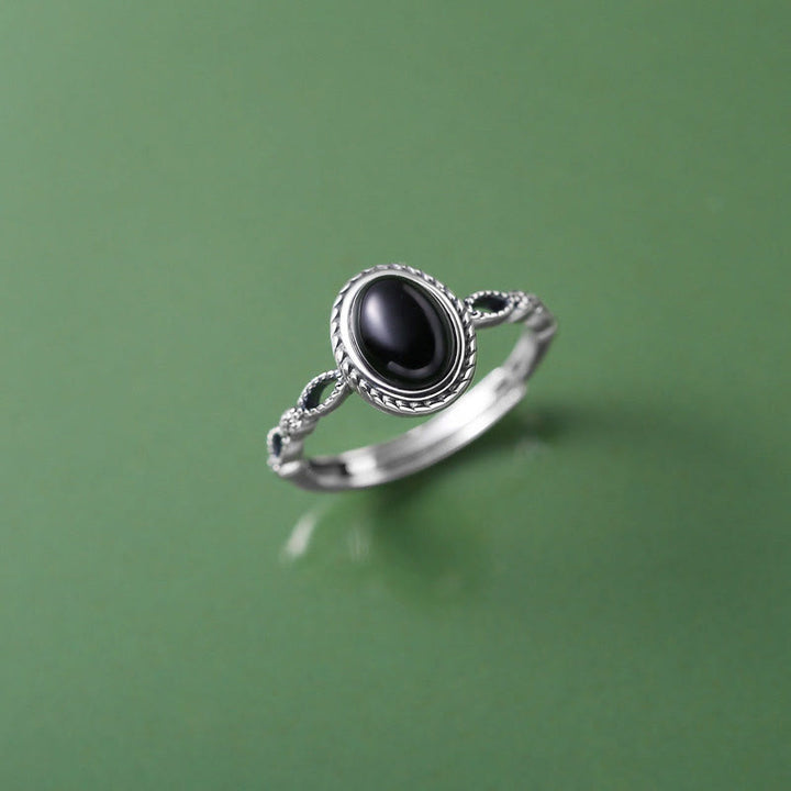 Buddha Stones925スターリングシルバー ブラックオニキス幸運繁栄リング