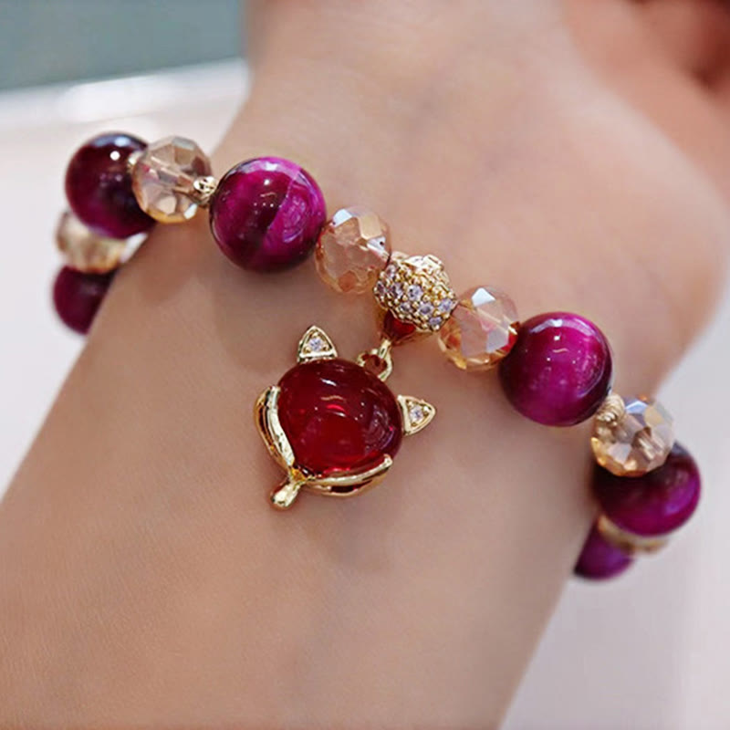 Buddha Stonesレッドタイガーアイ 貔貅 狐 守護 自信 ブレスレット