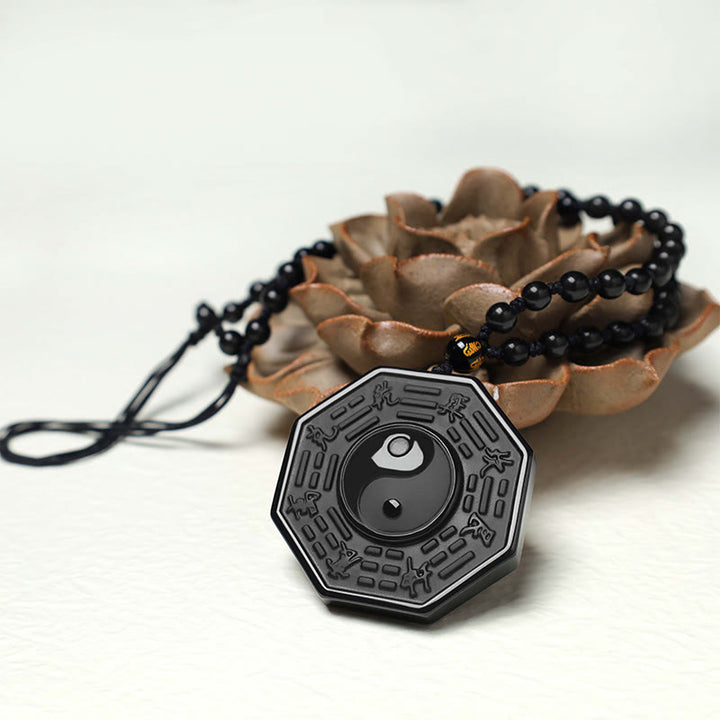 Buddha Stones黒曜石陰陽ペンダントネックレス - image 4