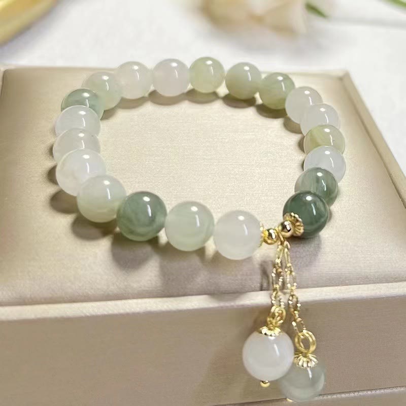 Buddha Stones天然グラデーション翡翠 豊穣の幸運ビーズチャームブレスレット