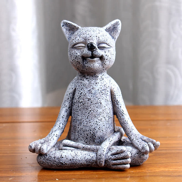 禅の瞑想をする犬と猫のカエルの飾り - 瞑想猫 9CMX5.8CMX10.3CM(197g) - image 5