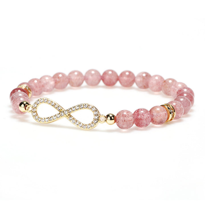 Buddha Stonesナチュラルストロベリークォーツ ポジティブヒーリングブレスレット