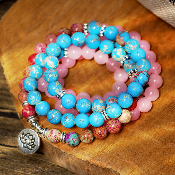 Buddha Stonesチベット紫ミャオ リアルビーズ ハーモニー ロータスMala