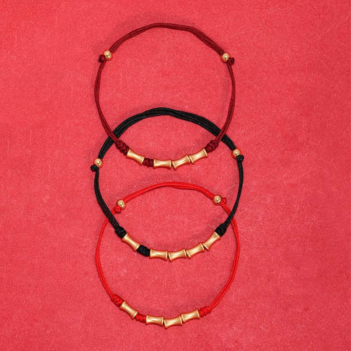 Buddha Stones925 スターリングシルバー 竹デザイン 守護幸運 編み込みブレスレット