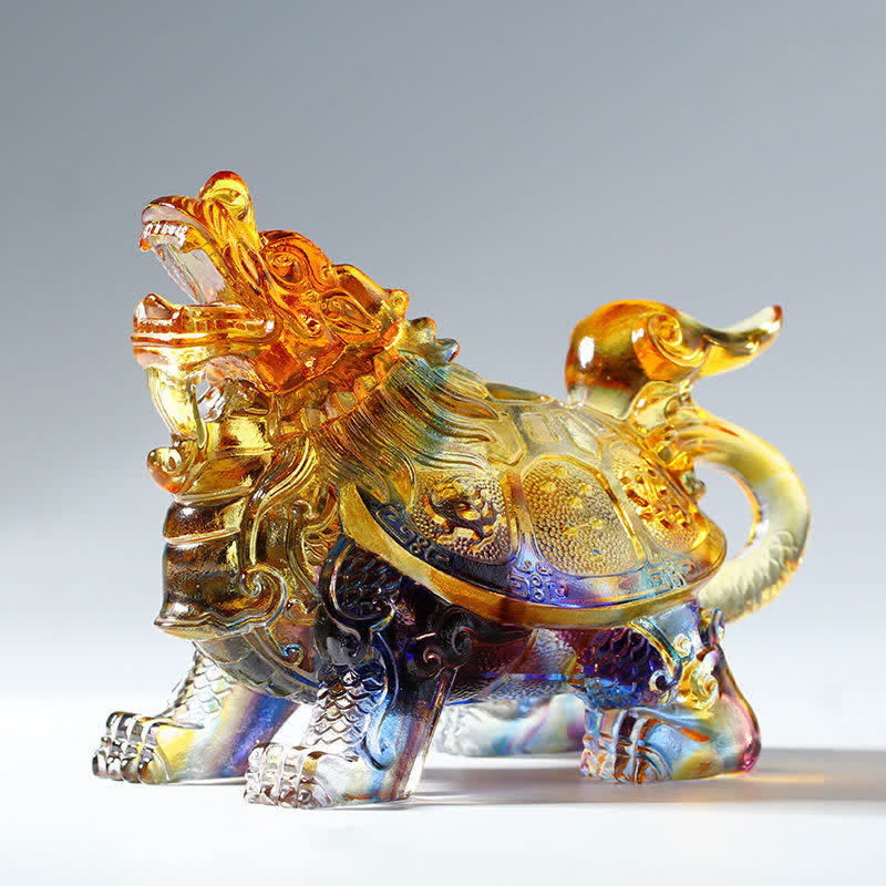 風水ドラゴンタートルハンドメイドLiuliクリスタルアートピースホームオフィスデコレーション - image 1
