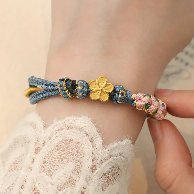 桃の花模様の富の紐ブレスレット