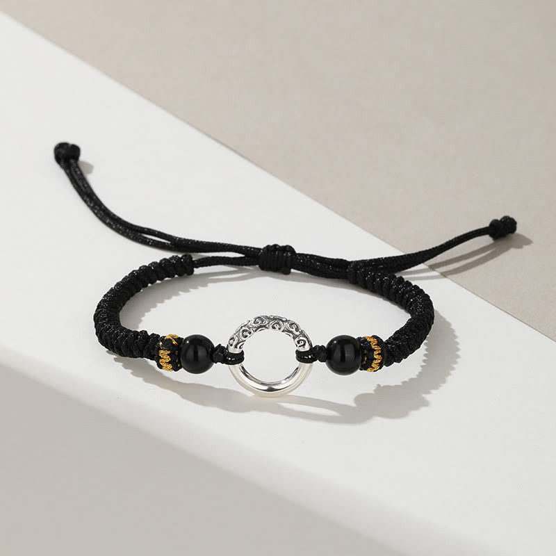 Buddha Stones925スターリングシルバー ピースバックル 縁起の良い雲 幸運の編み込みブレスレット