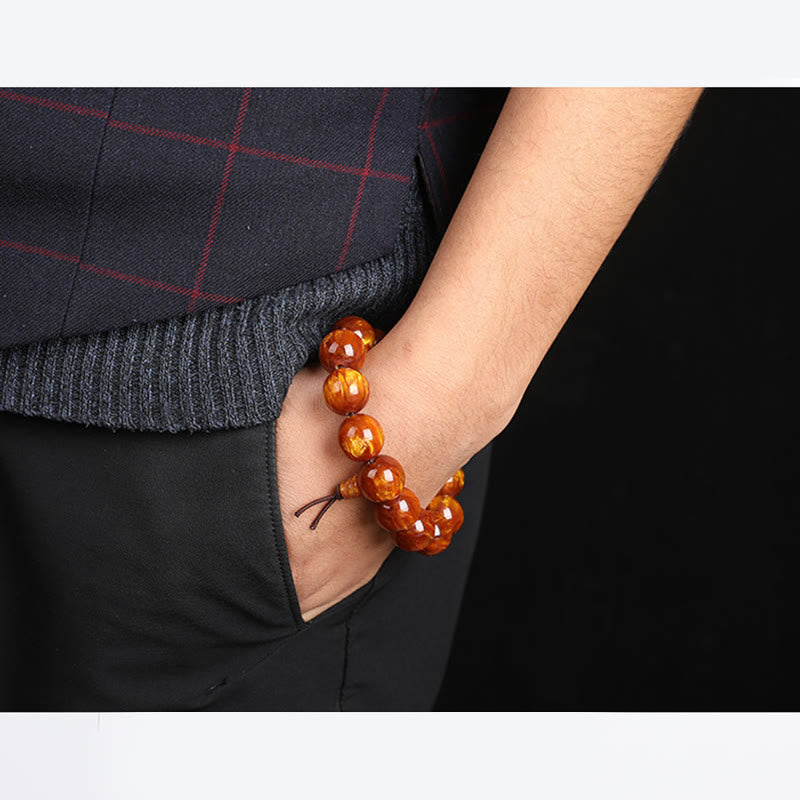 Buddha Stones黄金の海柳 成功のポジティブなブレスレットMala