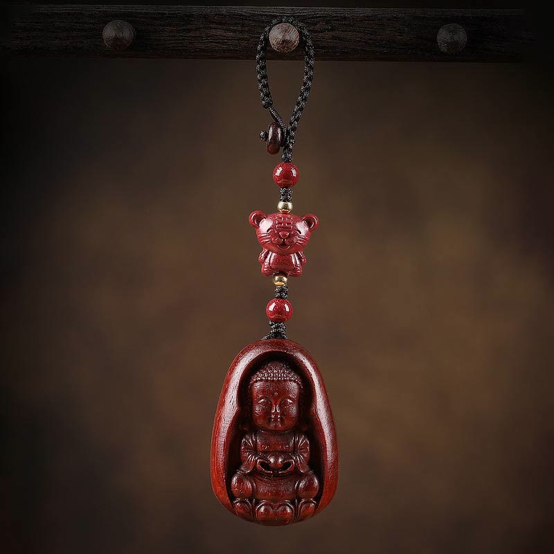 Buddha Stones小葉紅檀仏 辰砂 十二支 お守り 守護キーチェーン