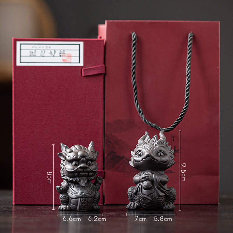 Buddha Stones幸運 龍 富 茶 ペット 紫 粘土 置物 装飾
