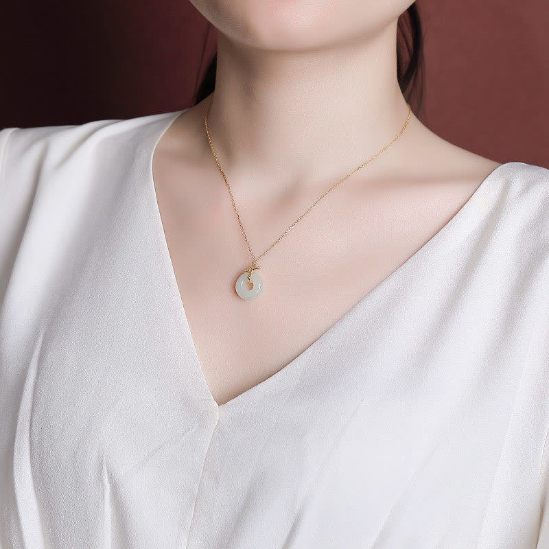 Buddha Stones925 スターリングシルバー 天然和田翡翠 イチョウ葉 平和バックル 幸運ネックレスペンダント