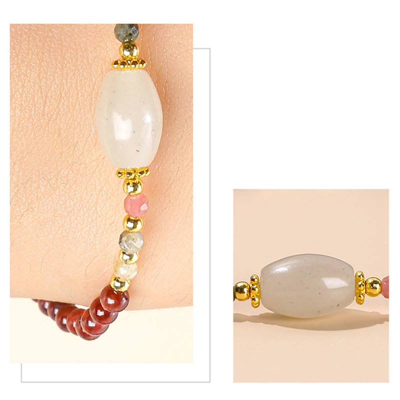 Buddha Stonesガーネット翡翠トルマリンビーズパッションブレスレット
