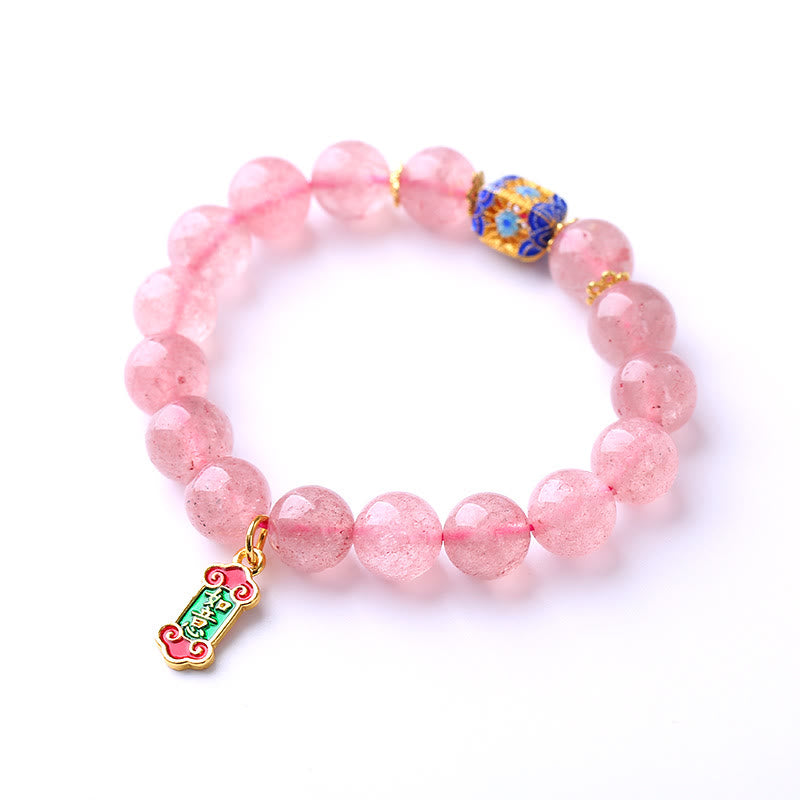 Buddha Stonesストロベリークォーツ ポジティブ如意チャームブレスレット