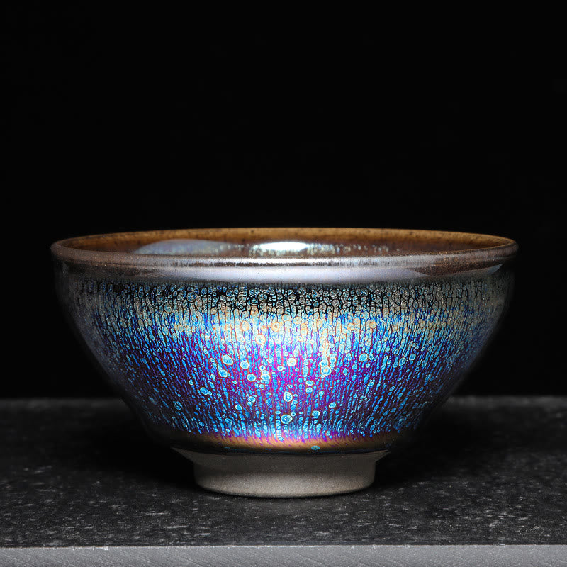 Buddha Stones中国 Jianzhan ブルー カラフル 釉 陶器 ティーカップ 天目 カンフー ティーカップ ギフトボックス付き