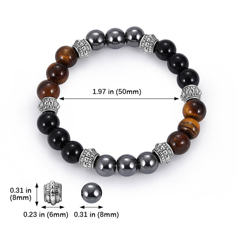 Buddha Stonesタイガーアイとヘマタイトの幸運と癒しのブレスレット