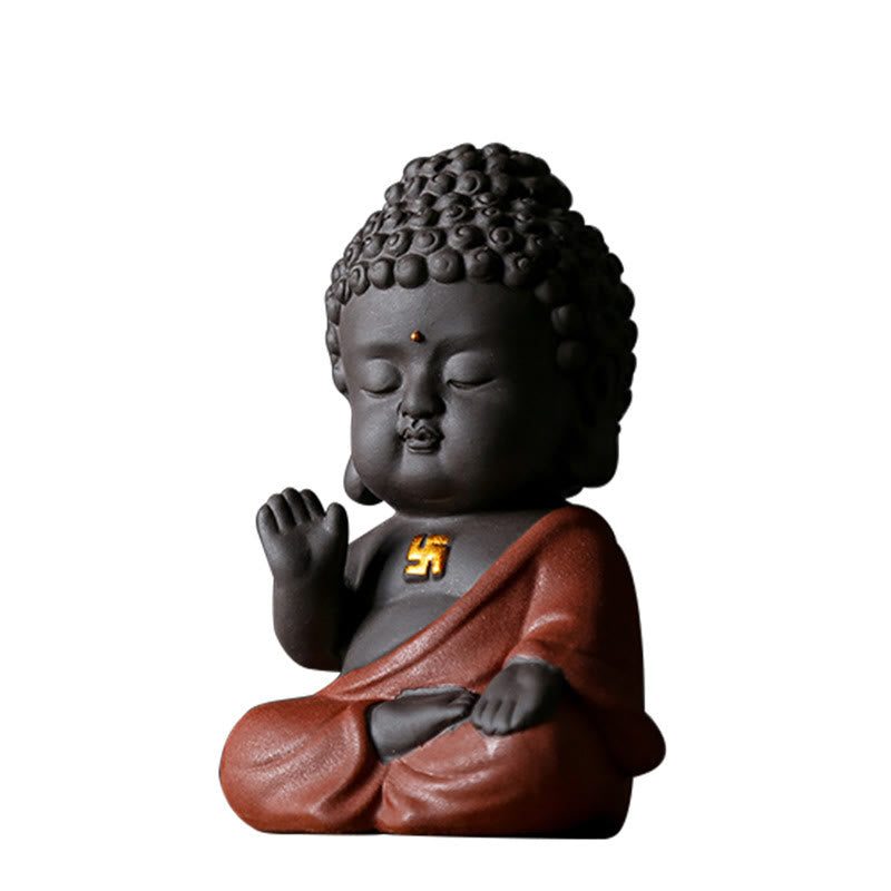 Buddha Stones小さな仏像 セレニティ 紫粘土 ホームデスクデコレーション