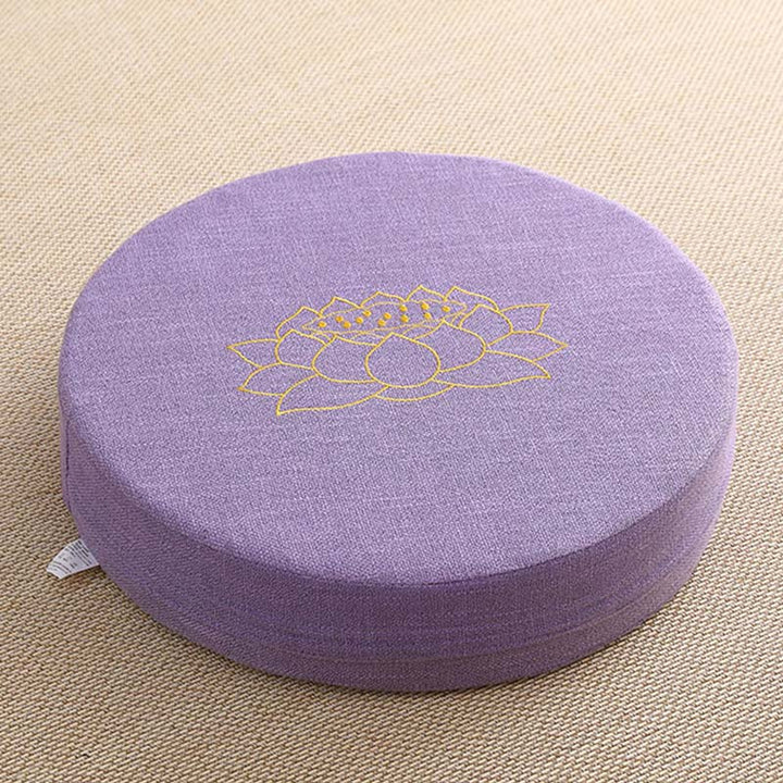 Buddha Stonesと蓮の刺繍入りコットンリネン瞑想用シートクッション