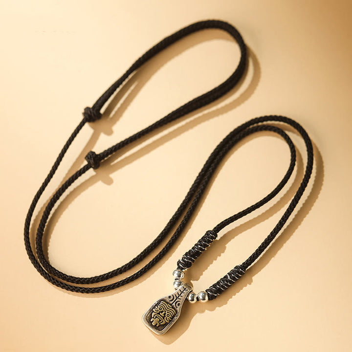 Buddha Stonesチベット 925 スターリングシルバー ザキラム 富の女神 守護 ロープネックレス ペンダント