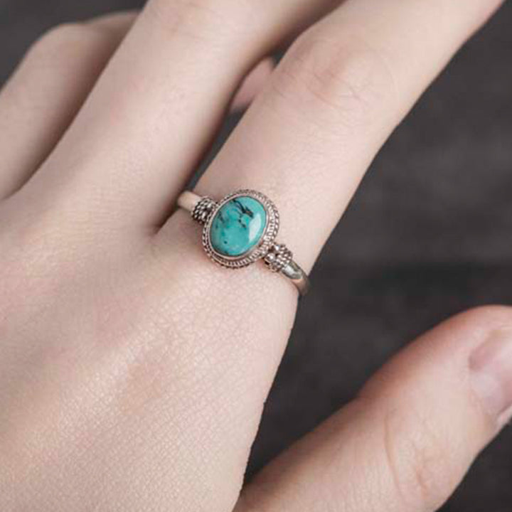 Buddha Stones925スターリングシルバー ターコイズ ウィズダムラブリング