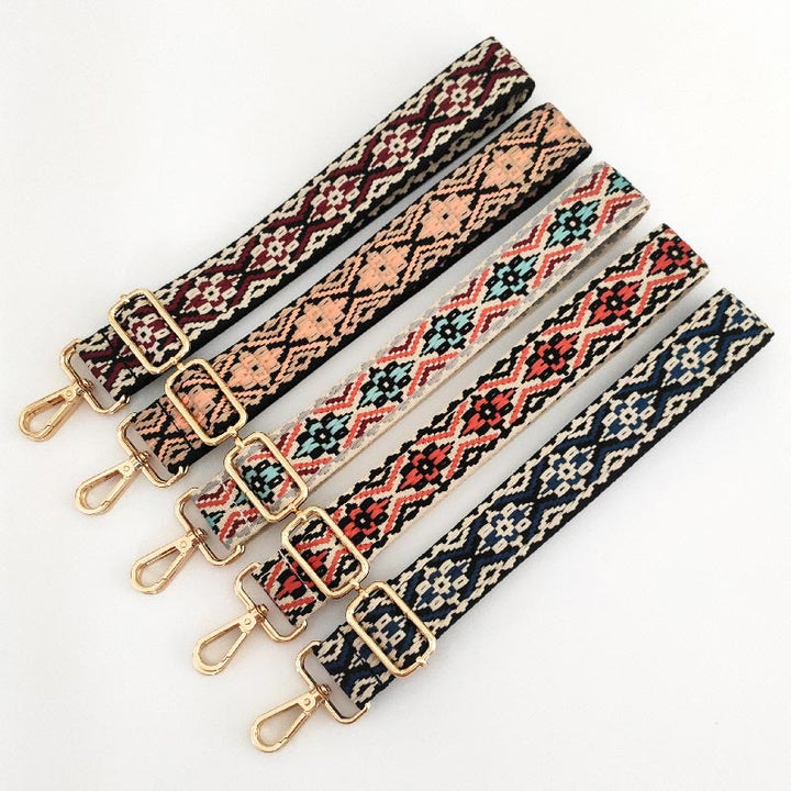 Buddha Stonesマルチカラー刺繍ショルダーバッグストラップ