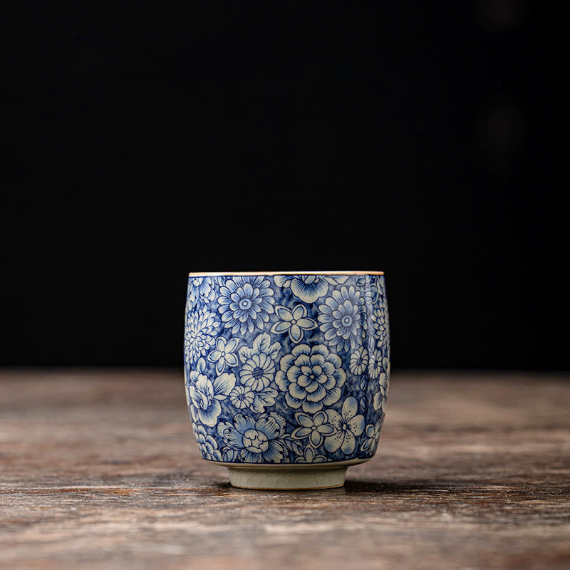 Buddha Stonesヴィンテージ 蓮 牡丹 梅 菊 陶器 ティーカップ ティーカップ