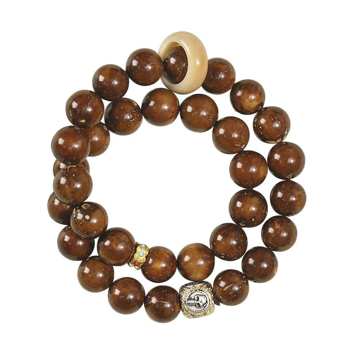 Buddha Stonesチベット天然紫金鼠菩提樹の富ダブルラップブレスレット