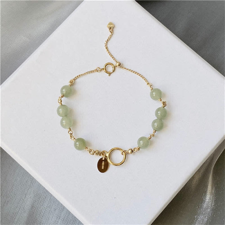 Buddha Stonesユニークな天然和田翡翠 14K 金張り 幸運のビーズブレスレット