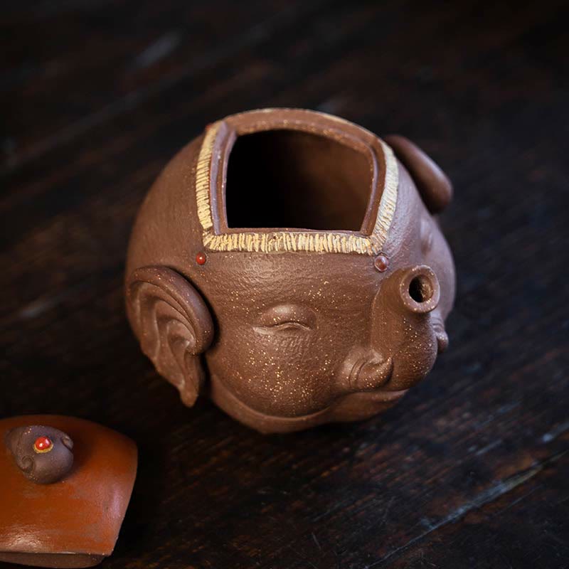 Buddha Stonesかわいい象 縁起の良い雲 紫粘土 陶器 ティーポット