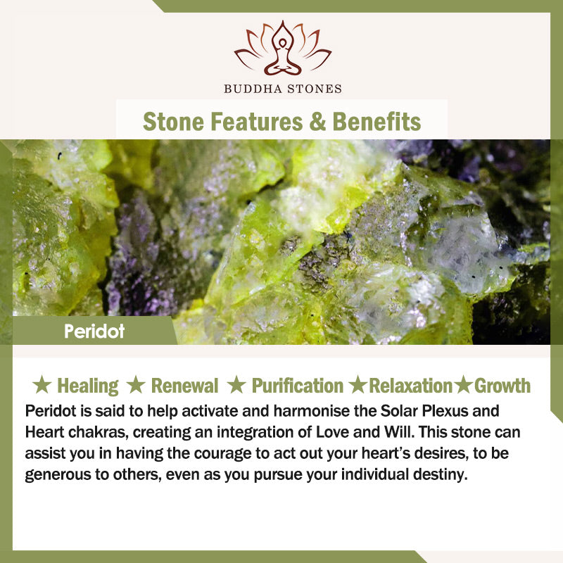 Buddha Stonesペリドット竹花瑪瑙真珠平和ブレスレット