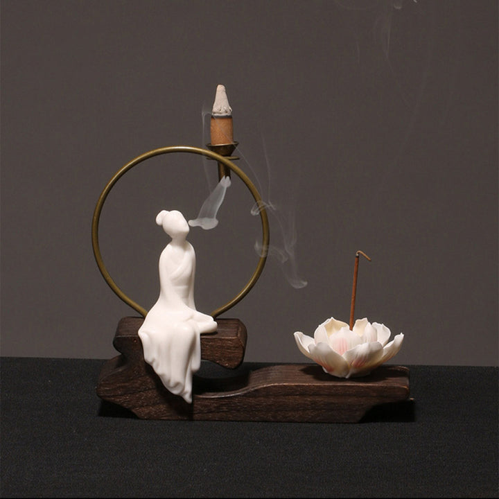 Buddha Stones陶器 蓮 癒し 瞑想 香炉 装飾