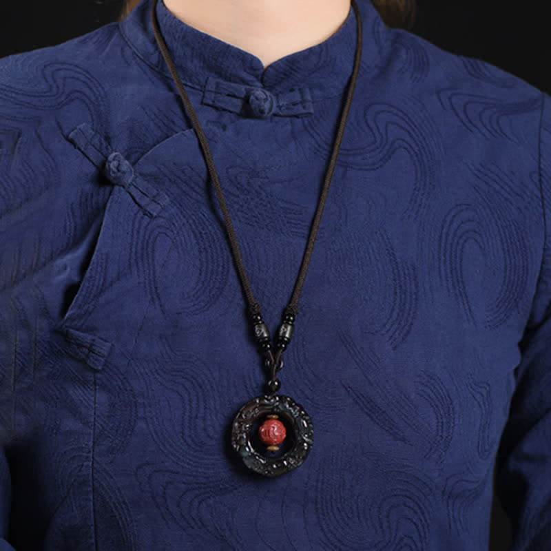 Buddha Stones風水天然レインボーオブシディアン貔貅辰砂ヒーリングネックレスペンダント - image 3