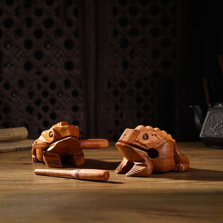 Buddha Stones手作り 風水 富運 カエル ミニ木製 鳴き声 カエル ギロ 装飾