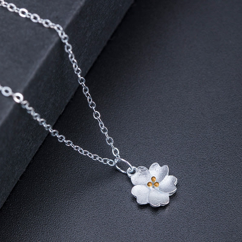 Buddha Stones925スターリングシルバー 桜の花の祝福ネックレスペンダント
