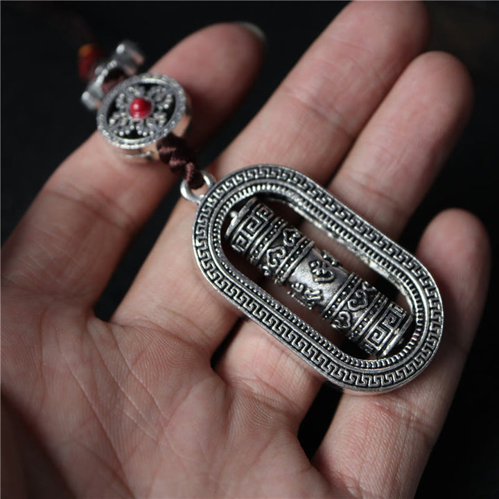 チベットのBuddha Stonesオム・Om Mani Padme Hum祈りの輪 平和 回転式 車用吊り下げ装飾